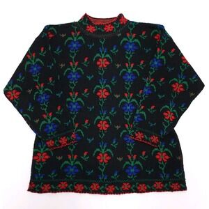 Vintage Justin Allen Womens Sweater Long Sleeve Mock Neck Floral